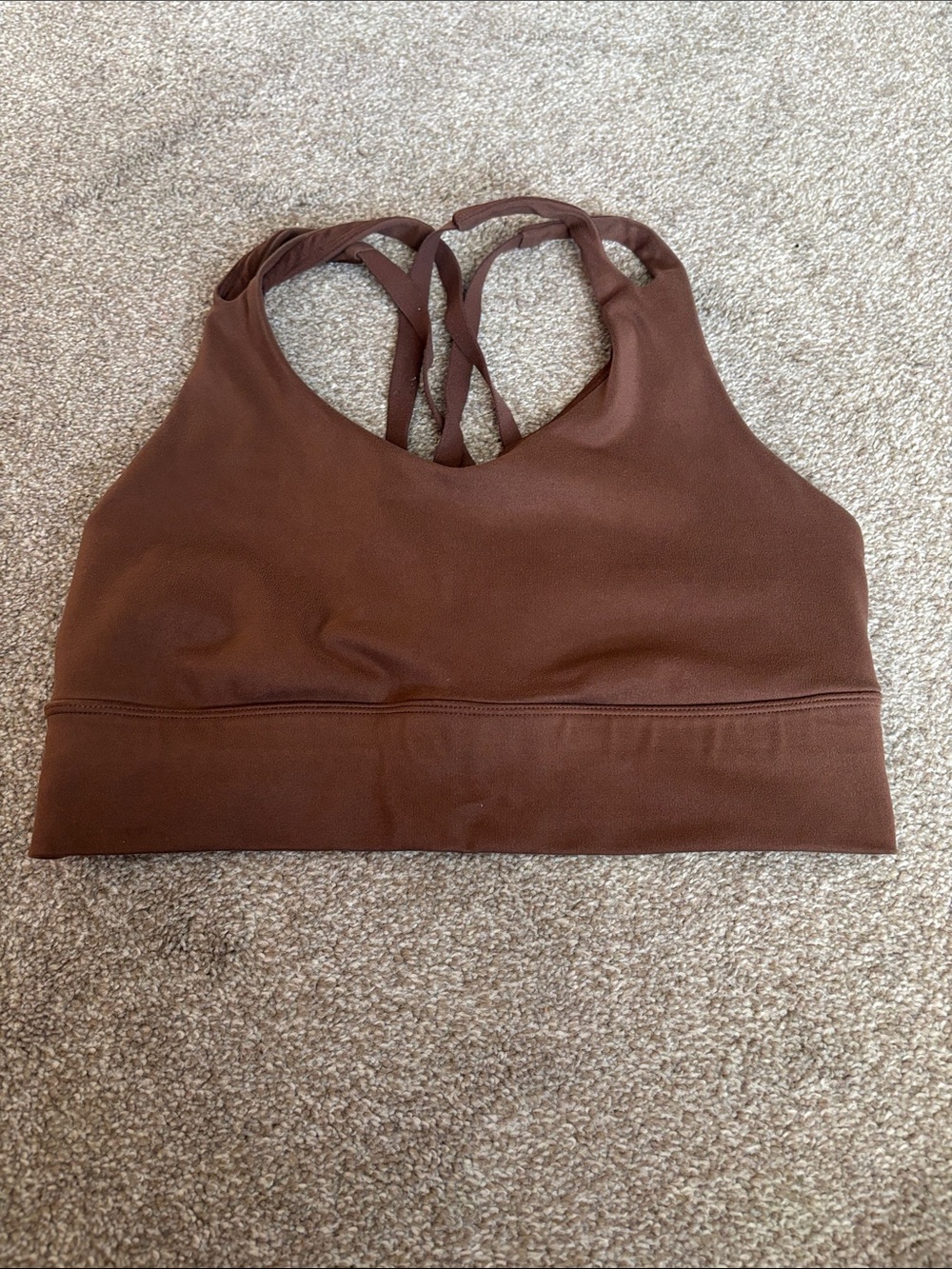 Freely Strappy Brown Sports Bra with Crisscross Back Women’s size medium